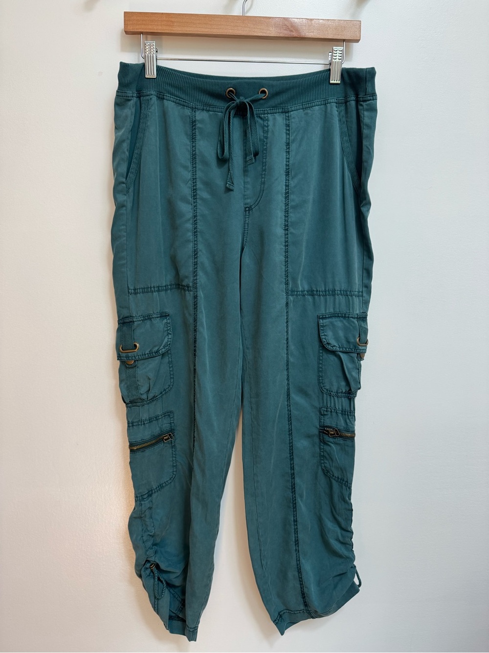 XCVI Selmy Twill Corded Cargo Crop Pants Women Small Gorpcore Boho Teal